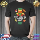 Most Likely To Bring Home A Stray Cat Christmas Matching T-Shirt