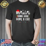 Most Likely To Bring Home A Stray Cat Matching Family Lights Santa Hat T-Shirt