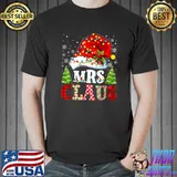 Mrs Claus Santa Lights Christmas Red Plaid Couples Pajama T-Shirt