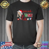 Nurse Christmas Stethoscope Heartbeat Santa Hat Nursing Xmas Pajama 2022 T-Shirt