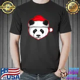 Panda With Santas Hat For Christmas T-Shirt