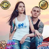 Peace Love Care Diabetic Diabetes Awareness High Hand Heart Ribbon Blue T-Shirt Tank Top