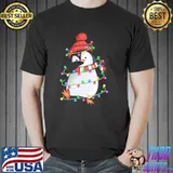 Penquin christmas lights santa dabbing through the snow classic shirt