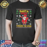Pixel santa dabbing through the snow christmas tree lights classic shirt