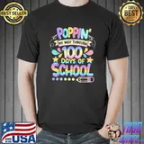 Poppin' My Way Through 100 Days Of School Happy 100th Day Tie Dye Pencil T-Shirt