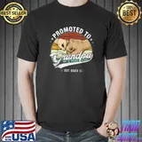 Promoted To Grandpa 2023 Grandson And Grandpa's Fists Vintage Sunset T-Shirt