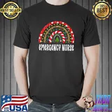 Rainbow Emergency Nurse Christmas Leopard Stethoscope Nursing T-Shirt