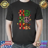 Retro Groovy Ho Ho Ho Peace Santa Cookie Elf Christmas T-Shirt