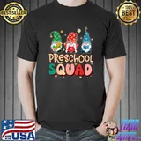 Retro Groovy Preschool Squad Gnome Teacher Student Christmas T-Shirt