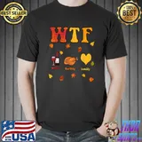 Retro Groovy Wtf Wine Turkey Family Autumn Fall Thanksgiving T-Shirt