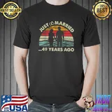 Retro Just Married 49 Years Ago 49th Wedding Anniversary T-Shirt