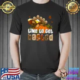 Retro Time To Get Basted Happy Thanksgiving Turkey Pumpkin Beer T-Shirt