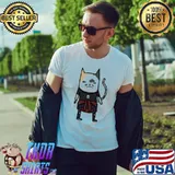 Sad cat in grunge clothes classic shirt