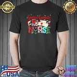 Santa's Favorite Nurse Lights Christmas Cute Favorite Nurse Stethoscope Leopard T-Shirt
