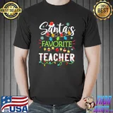 Santa's favorite teacher christmas santa hat light shirt