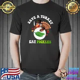 Save A Turkey Eat A Pickles Autumn Fall Thanksgiving Costume T-Shirt