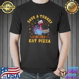 Save A Turkey Eat Pizza Thanksgiving Autumn Fall Adult Vegan T-Shirt