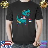 Serbia Dino T-Rex Serbian Football Serbia Flag Serbian Pride T-Shirt