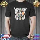 Skeleton Deer Heart Rib Cage X-Ray Adult Lights Christmas T-Shirt