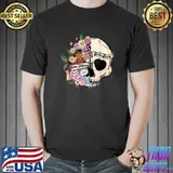Sorta Merry Sorta Scary Spooky Christmas Goth Skull Xmas Flowers T-Shirt