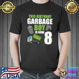 This Birthday Garbage Boy Is Now Truck Birthday 8th Birthday Party T-Shirt