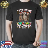 This Is My Christmas Pajama Lights Weimaraner Dog Wear Santa Hat Xmas T-Shirt