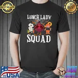 Turkeys Zombie Spider Bats Thankful Lunch Lady Squad Thanksgiving T-Shirt