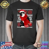 Ugly Christmas Black Cat Santa Hat Scarf Holiday Cute T-Shirt