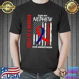 Uncle of a warrior nephew chd awareness american flag ribbon T-Shirt