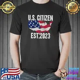 Us Citizen Est. 2023 New USA Citizenship American Flag T-Shirt