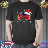 Video Game Controller Christmas Santa Hat Gamer Snows Lights T-Shirt