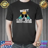 Vintage Best Cat Dad Ever Cat Daddy Bump Fit Cat Lover T-Shirt