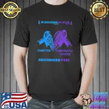 We wear blue purple for cancer and diabetes awareness week shirt