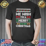 We wish you a merry christmas ugly christmas pattern design shirt