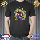 Where The Adventure Begins 100th Day Of School Teacher 100 Days Smarter Rainbow Leopard T-Shirt