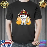 White Tiger Anime Cat Firefighter Fireman T-Shirt