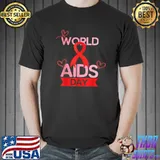 World Aids Day Awareness Hearts Ribbon Red T-Shirt
