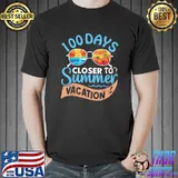 100 Days Closer To Summer Vacation Sunglasses Retro 100th Day School Students T-Shirt