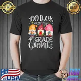100 Days Of 4th Fourth Grade Gnomies Teacher Trending T-Shirt
