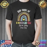 100 Days Of Kindergarten Got Me Feeling Cray Cray Rainbow Heart Retro T-Shirt