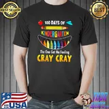 100 Days Of Kindergarten The One Got Me Feeling Cray Cray Pencil And Crayons T-Shirt