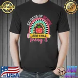 100 Days Of School And Still Loving Rainbow Leopard And Apple Pencil Teacher T-Shirt