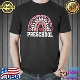 100 Days Of School For Preschool Teacher Rainbow Leopard Hearts T-Shirt