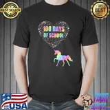 100 Days Of School Love Horse Riding 100 Day Smarter Rainbow T-Shirt