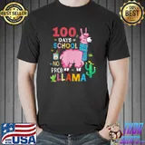 100 Days Of School No Probllama Llama 100th Day Cactus T-Shirt