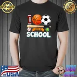 100 Days Of School Sports Happy 100Th Day Of School Basketball And Soccer Ball T-Shirt