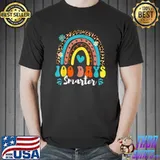 100 Days Smarter Happy 100th Day Of School Rainbow Leopard Retro Flowers T-Shirt