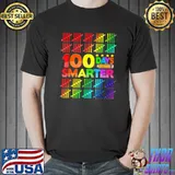 100 Days Smarter Happy 100th Day Of School Student Teacher Stars Colors T-Shirt