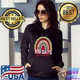 100 Days Smarter Hearts Happy 100th Day Of School Rainbow Leopard T-Shirt Hoodie