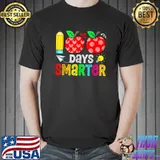 100 Days Smarter Pencil And Apples Happy 100th Day Of School Teacher T-Shirt